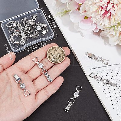 6Pcs Extender Clasps Brass Micro Pave Cubic Zirconia Fold Over Extension Clasps FIND-BBC0003-54B-1