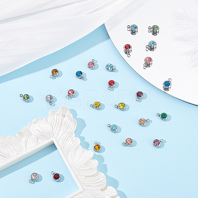 72Pcs 12 Colors 201 Stainless Steel Rhinestone Charms STAS-ME0002-32-1