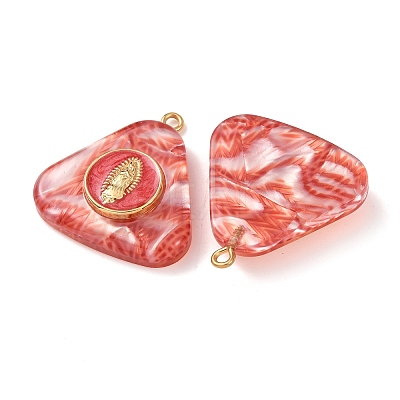 304 Stainless Steel Resin Pendants STAS-F352-07E-04-1
