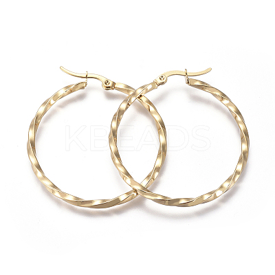 201 Stainless Steel Big Hoop Earrings LS-EJEW-A054-06C-G-1