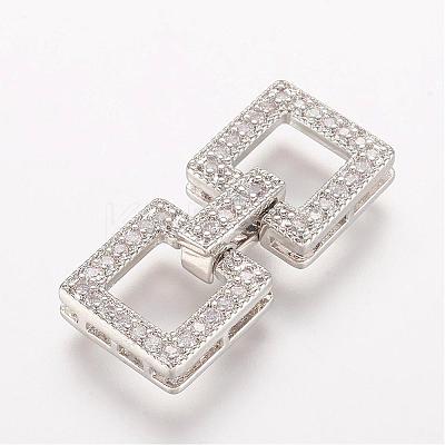 Brass Micro Pave Cubic Zirconia Fold Over Clasps ZIRC-J016-04P-1