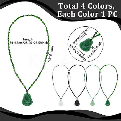 4Pcs 4 Colors Resin Imitation Gemstone Maitreya Buddha Pendant Necklaces Set NJEW-FI0001-07-1