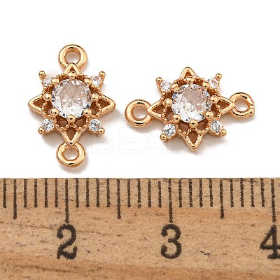 Brass Cubic Zirconia Star Connector Charms KK-U037-32G-01-1
