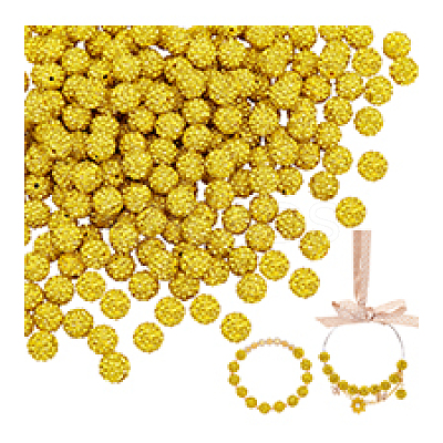 200Pcs Pave Disco Ball Beads RB-PH0001-41G-1