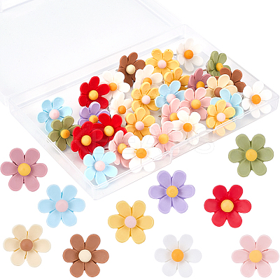 30Pcs Flower Resin Push Pin FIND-CN0001-80-1