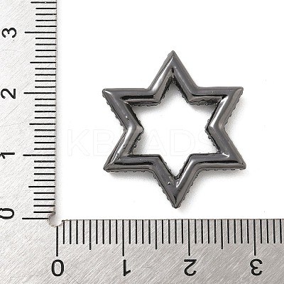 Rack Plating Brass Micro Pave Cubic Zirconia Star Linking Rings KK-A234-004B-07-1