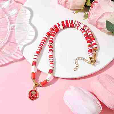 Alloy Enamel Flower Pendant Necklace NJEW-JN04537-02-1