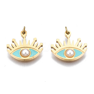 316 Surgical Stainless Steel Enamel Charms X-STAS-S116-382B-G-1