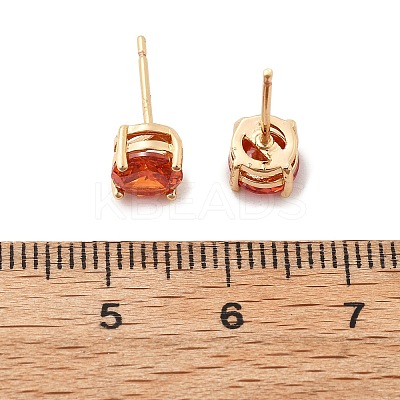 Flat Round Brass Pave Cubic Zirconia Stud Earrings for Women EJEW-G428-29A-01-1