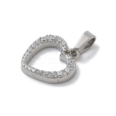 304 Stainless Steel Micro Pave Cubic Zirconia Pendants STAS-Z107-04P-01-1