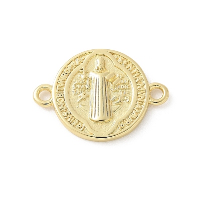 Brass Saint Benedict Medal Connector Charms KK-P294-01G-1