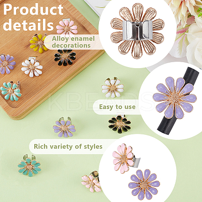 12Pcs 6 Colors Flower Alloy Enamel Stethoscope Pendant Decorations HJEW-OC00052-1