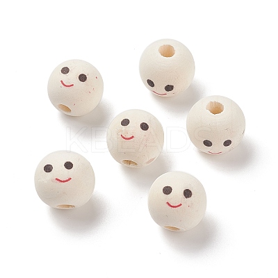 (Defective Closeout Sale: Wood Textured and Stain) Natural Wood Printed European Beads LS-WOOD-XCP0001-66-1