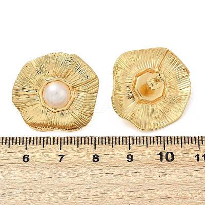 304 Stainless Steel ABS Plastic Pearl Stud Earrings STAS-D368-01C-G-1