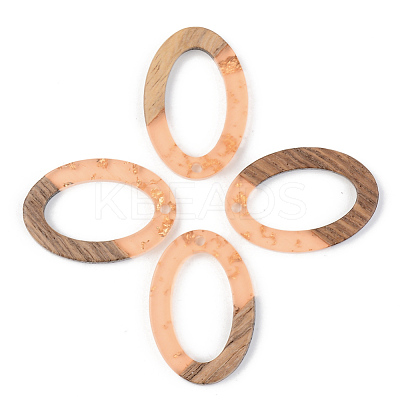Transparent Resin & Walnut Wood Pendants RESI-S389-022A-B-1