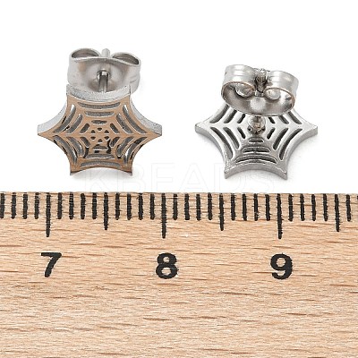 Non-Tarnish 304 Stainless Steel Spider Web Stud Earrings LS-EJEW-G294-01P-1