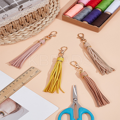 4Pcs 4 Colors PU Leather Tassel Pendants FIND-LP0007-24A-1