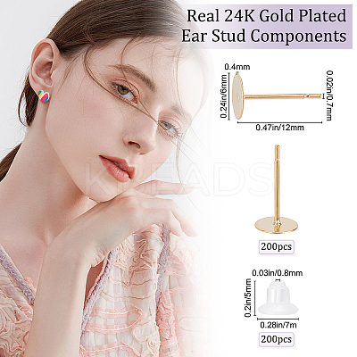 200Pcs 304 Stainless Steel Stud Earring Findings STAS-BBC0001-42-1