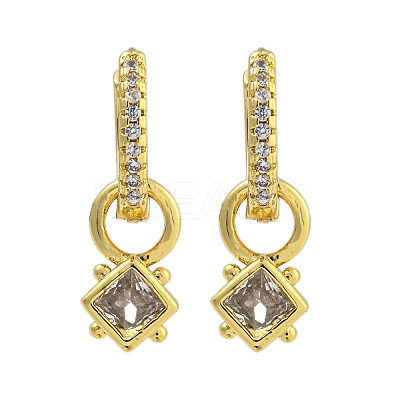 Rack Plating Brass Pave Clear Cubic Zirconia Hoop Earrings for Women EJEW-G410-47G-1