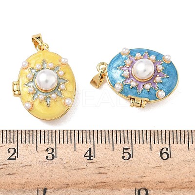 Brass Enamel Locket Pendants KK-F923-02C-G-1