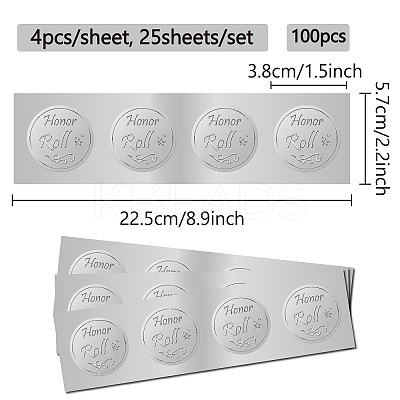 Round Plastic Silver Foil Embossed Picture Stickers DIY-WH20008-004-1