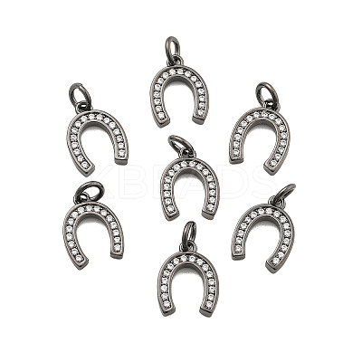 CZ Brass Micro Pave Cubic Zirconia Horse Shoe Charms LS-ZIRC-L018-13B-1