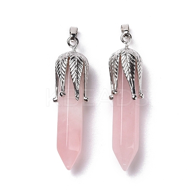 Natural Rose Quartz Big Pointed Pendants G-E059-03AS-08-1