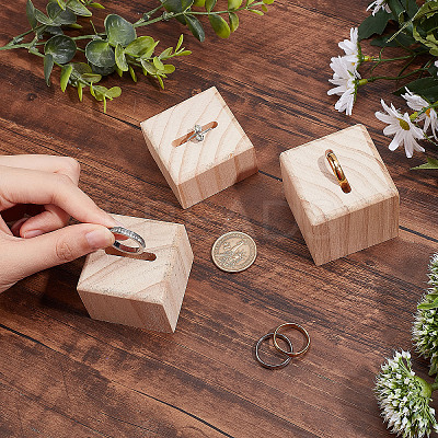 3 Sizes Wood Ring Display Pedestal Set ODIS-WH0029-96-1