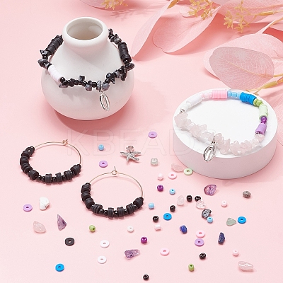 Mixed Stone & Glass Seed & Polymer Clay Beads DIY Jewelry Set Making Kit DIY-YW0004-73-1