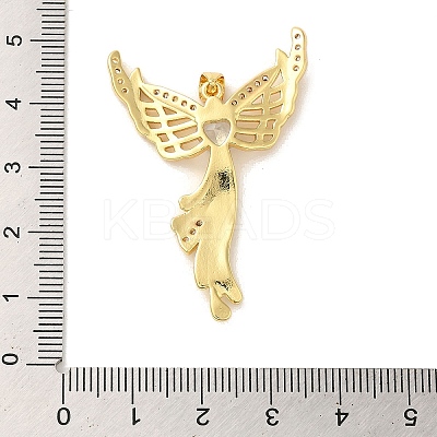 Rack Plating Brass Micro Pave Clear Cubic Zirconia Pendants KK-C047-20E-G-1