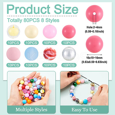 80Pcs 8 Styles Mixed Styles Acrylic Beads OACR-TA0005-11-1
