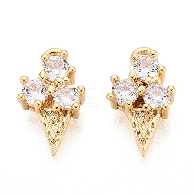 Brass Pave Clear Cubic Zirconia Pendants KK-T077-56G-1