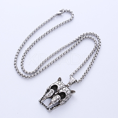 Vintage Men's Punk Necklace with Stainless Steel Animal Pendant for Titanium Warriors. LS-PN8087-1