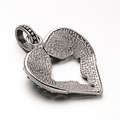 Antique Silver Plated 304 Stainless Steel Rhinestone Pendants STAS-M202-12B-1