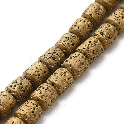Electroplated Natural Lava Rock Beads Strands G-G984-16B-1