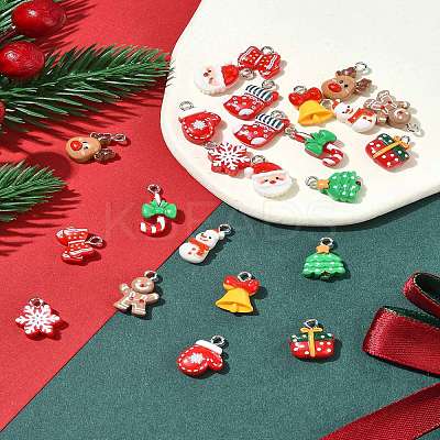24Pcs 12 Styles Christmas Theme Opaque Resin Pendants RESI-FS0001-86B-1