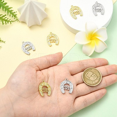 6Pcs 2 Colors Brass Micro Pave Cubic Zirconia Pendants KK-CJ0003-39-1