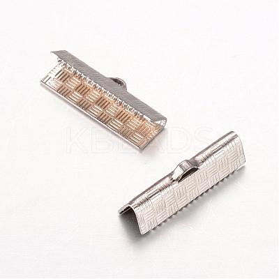 Tarnish Resistant Rectangle 304 Stainless Steel Ribbon Crimp Ends STAS-L183-06-1
