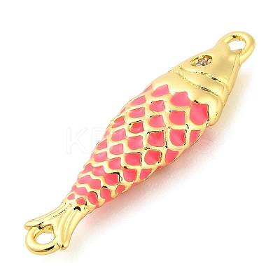 Brass Enamel Fish Connector Charms KK-H527-11G-07-1