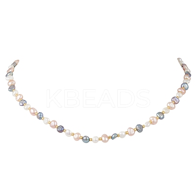 Natural Baroque Keshi Pearl Two Sides Polished Beaded Necklaces for Women NJEW-JN05824-1