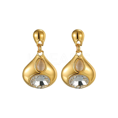 304 Stainless Steel & Crystal Rhinestone Dangle Stud Earrings WGBE4B7-01-1