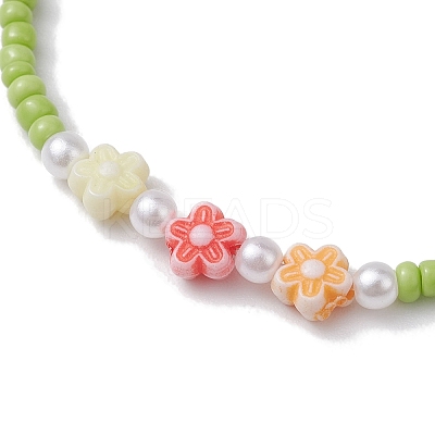 6Pcs 6 Colors Flower Acrylic Stretch Bracelets BJEW-JB10235-02-1