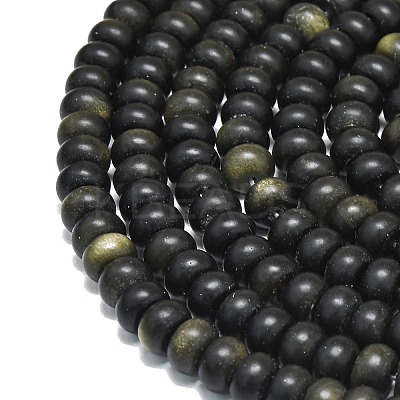 Natural Golden Sheen Obsidian Beads Strands G-P575-A29-8x5mm-1