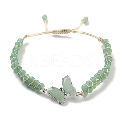 Natural Green Aventurine Braided Round Bead Bracelets BJEW-K251-06G-1