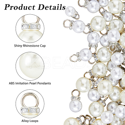 120Pcs 3 Styles ABS Plastic Imitation Pearl Pendants KY-HS0004-09-1