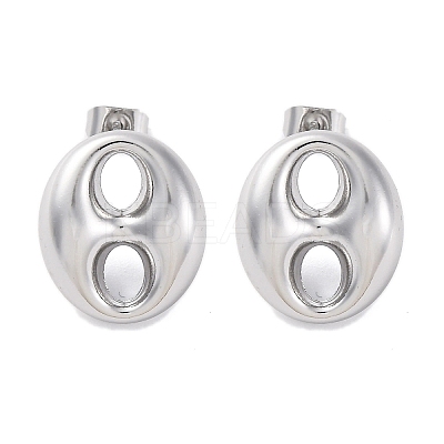 Oval 304 Stainless Steel Stud Earrings EJEW-A125-79A-P-1