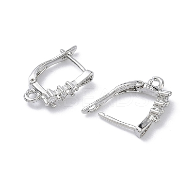 Brass Micro Pave Clear Cubic Zirconia Hoop Earring Findings KK-Z143-05P-1