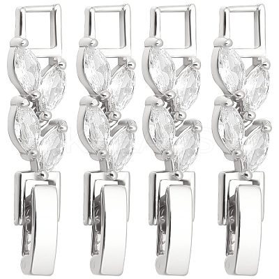 10Pcs Rack Plating Brass Clear Cubic Zirconia Watch Band Clasps KK-SC0003-11P-1