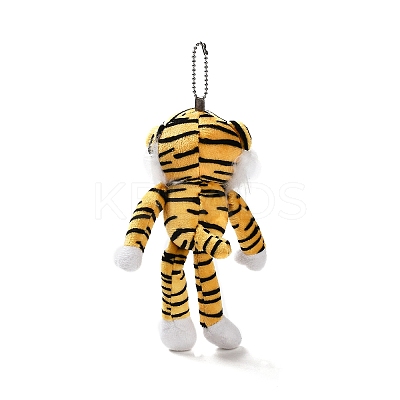 Cartoon PP Cotton Plush Simulation Soft Stuffed Animal Toy Tiger Pendants Decorations HJEW-K043-07-1
