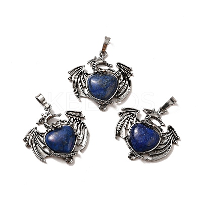 Natural Lapis Lazuli Dyed Heart Pendants KK-K331-01AS-01-1